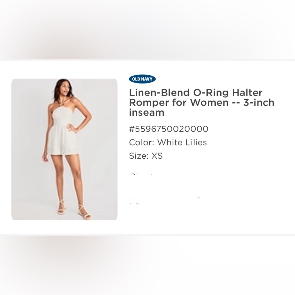 Old Navy linen blend O-ring halter romper. size extra small